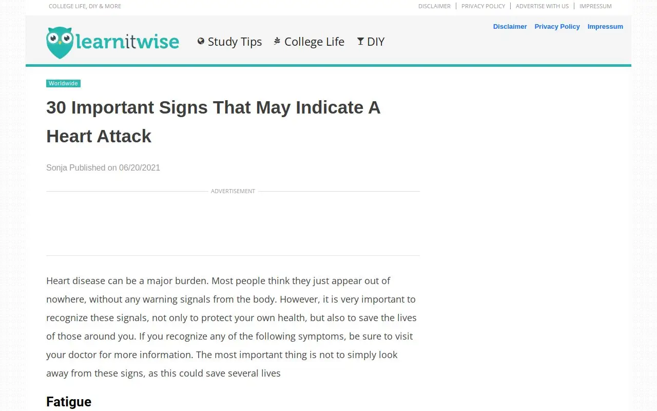 Landing page screenshot
