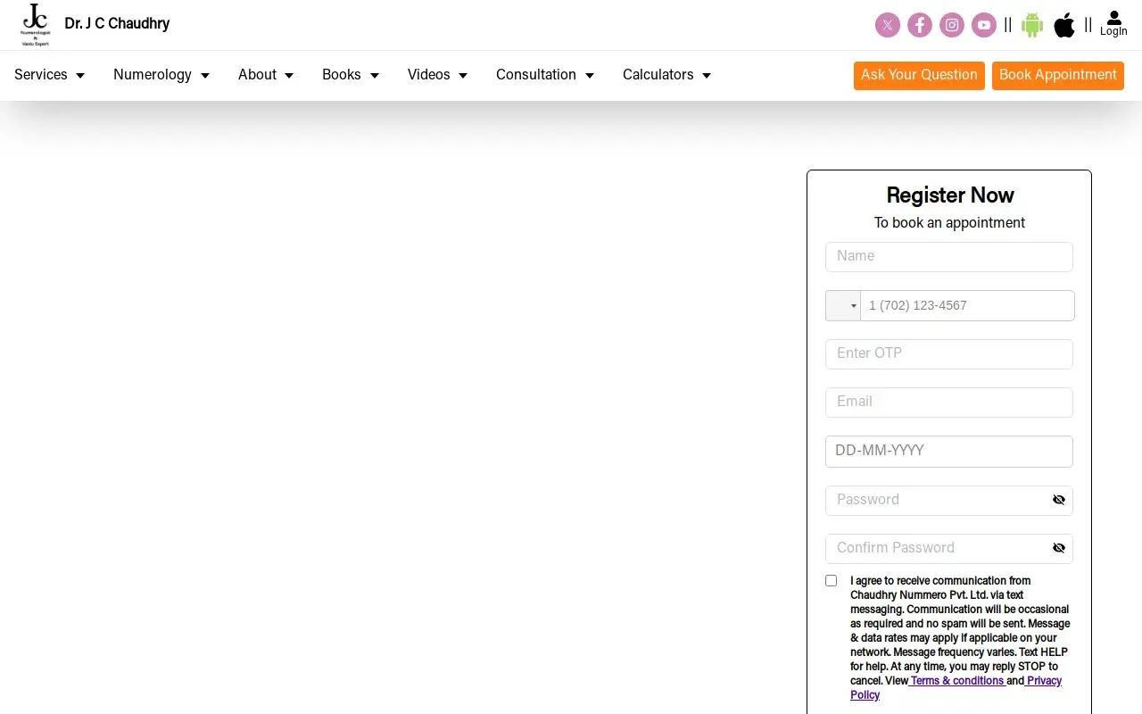 Landing page screenshot