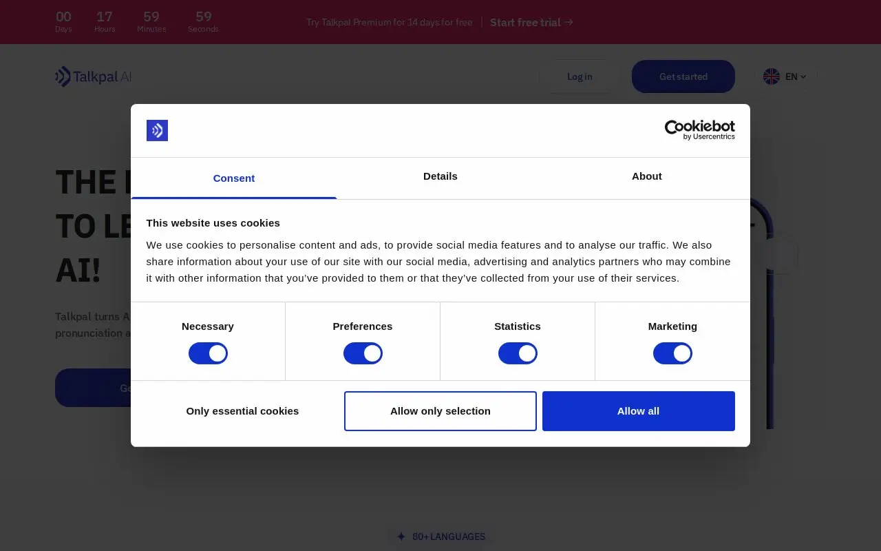 Landing page screenshot