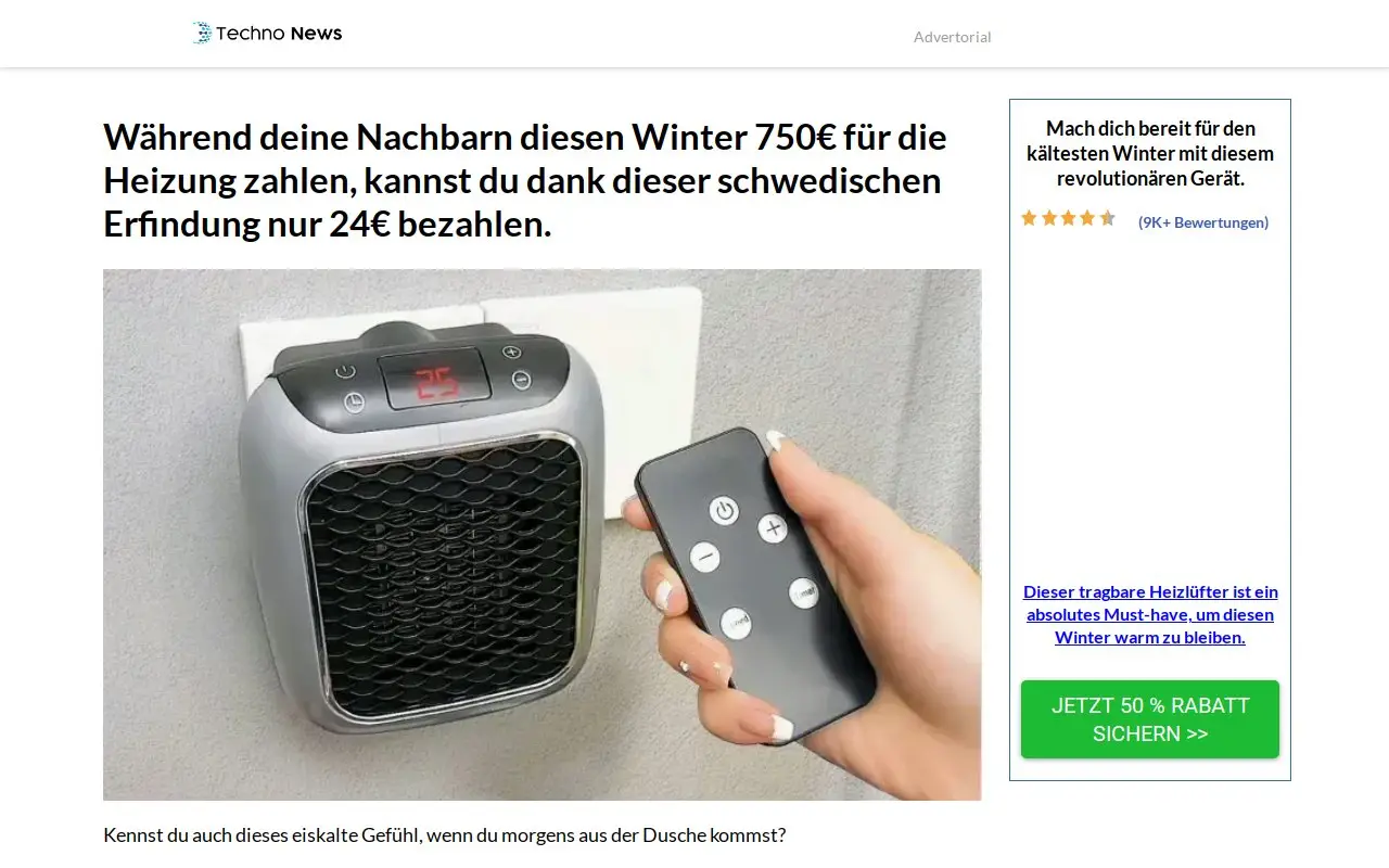 Landing page screenshot