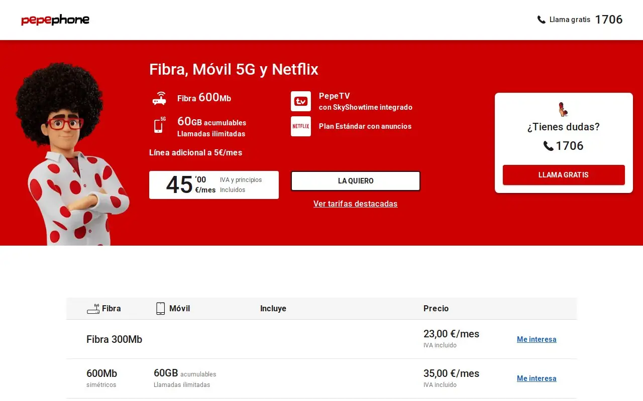 Landing page screenshot