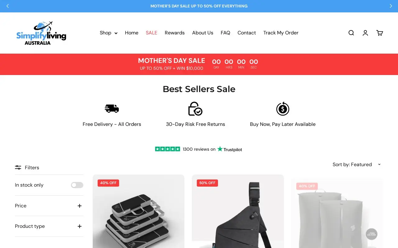 Landing page screenshot