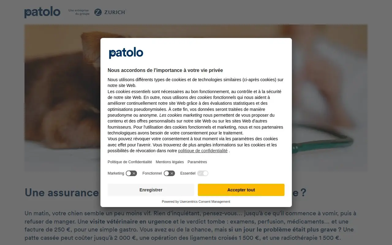 Landing page screenshot