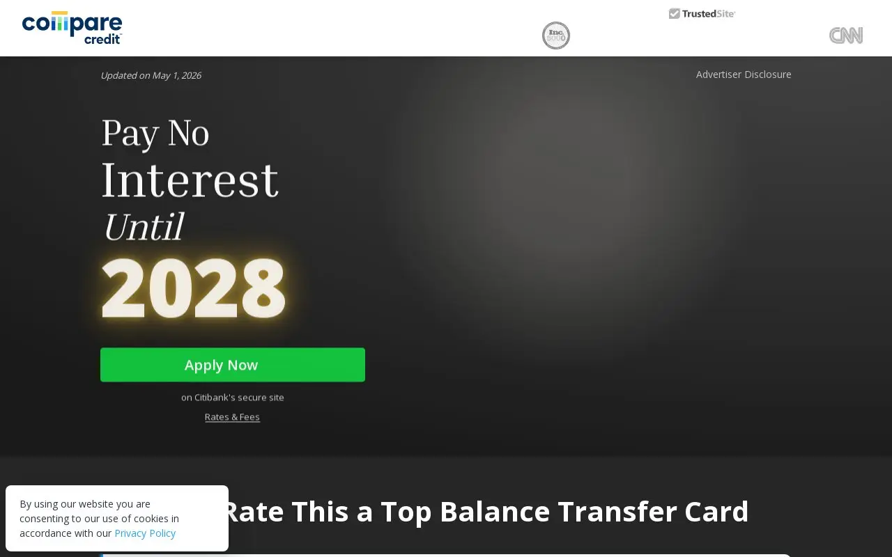 Landing page screenshot