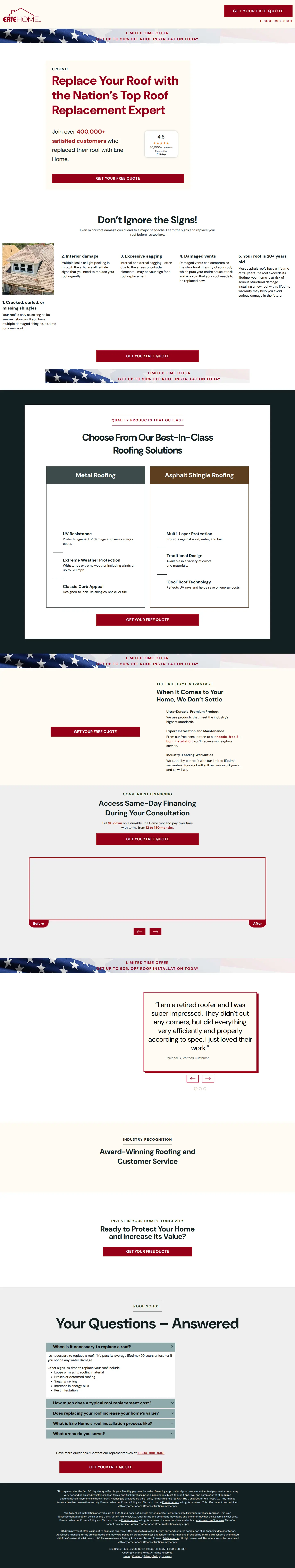 Landing page screenshot