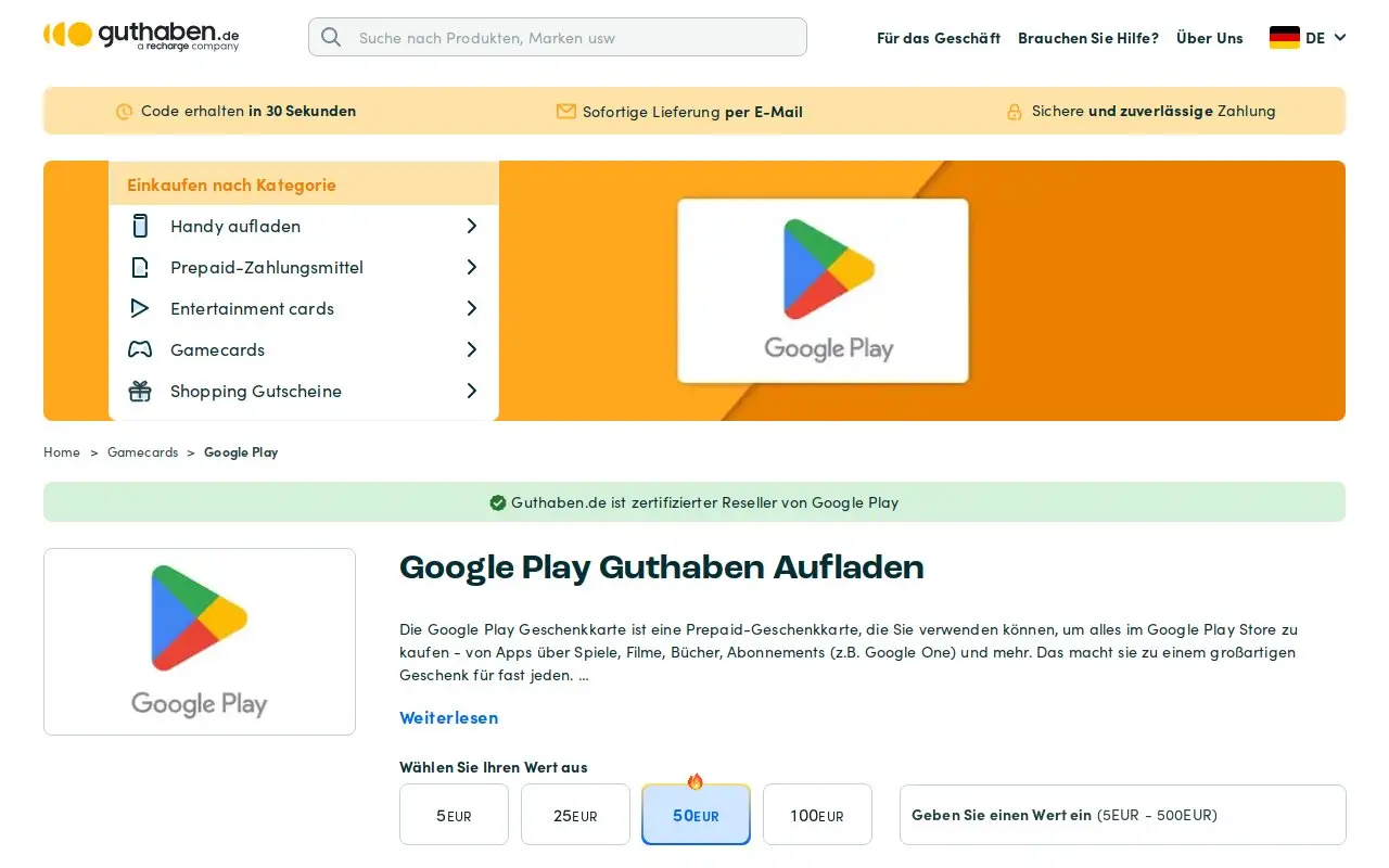 Landing page screenshot