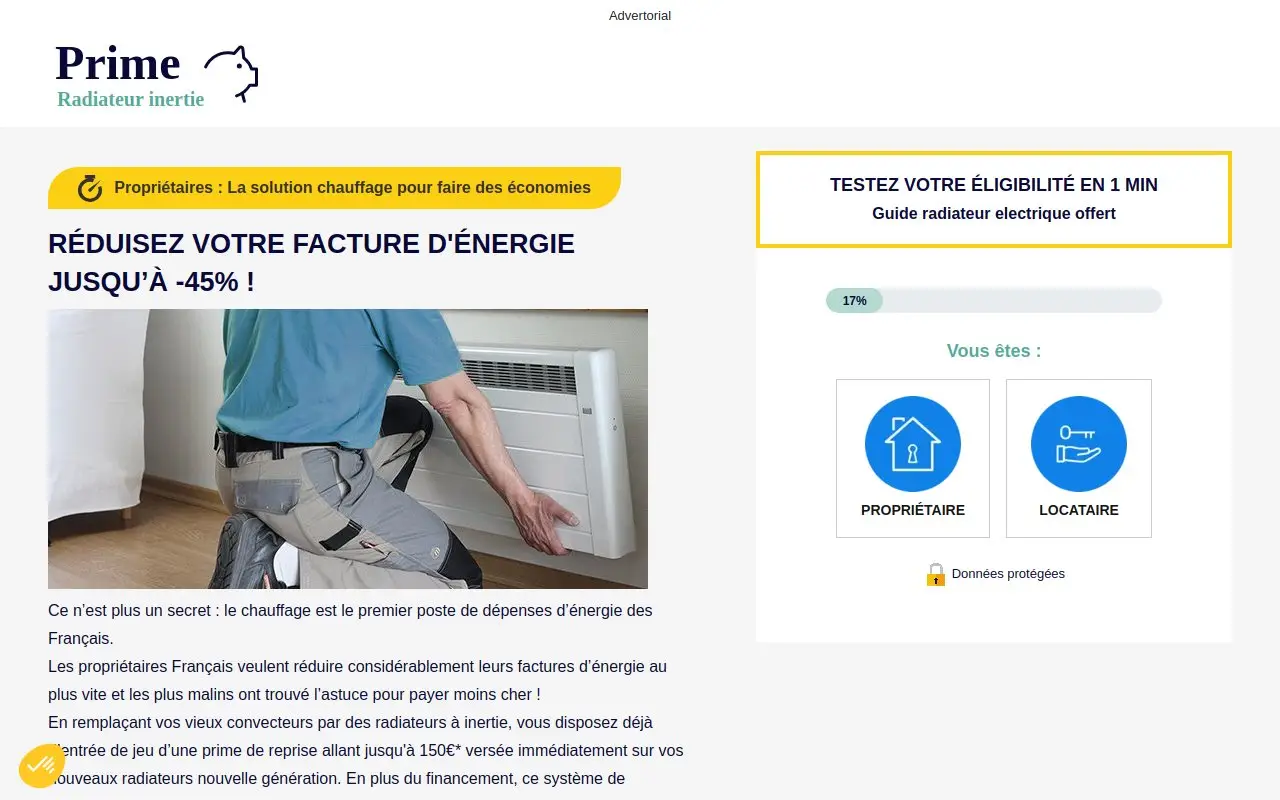Landing page screenshot