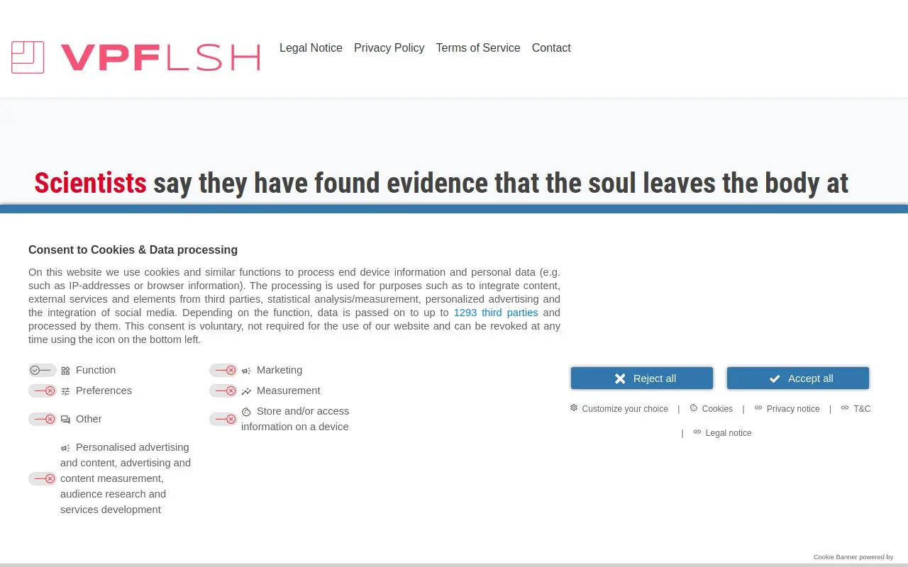 Landing page screenshot