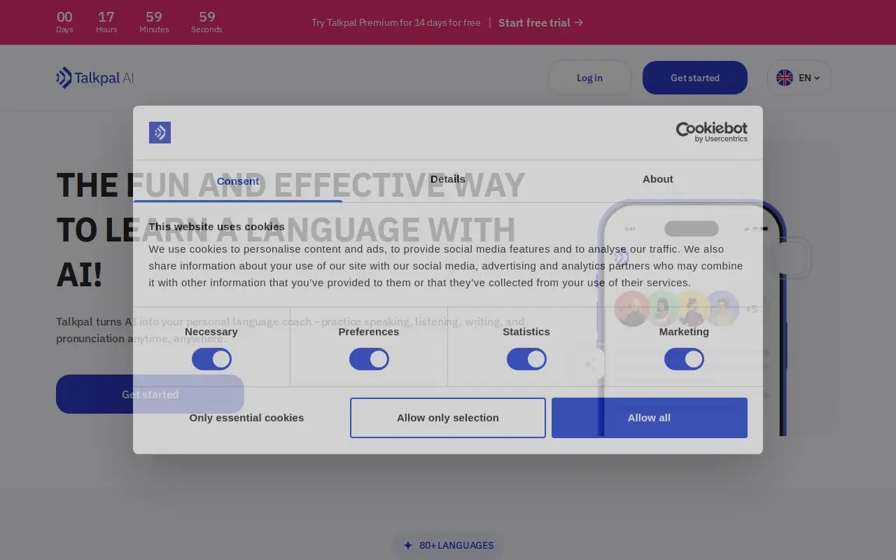 Landing page screenshot