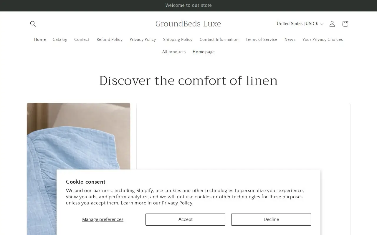Landing page screenshot