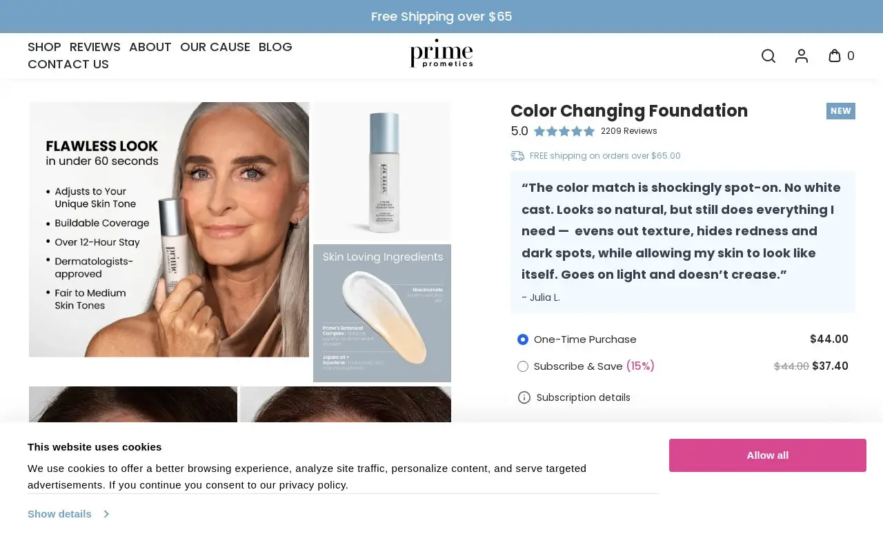 Landing page screenshot