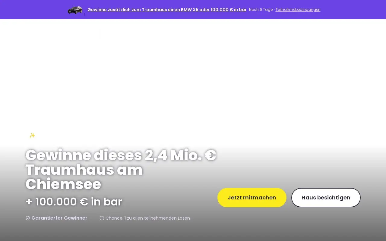 Landing page screenshot