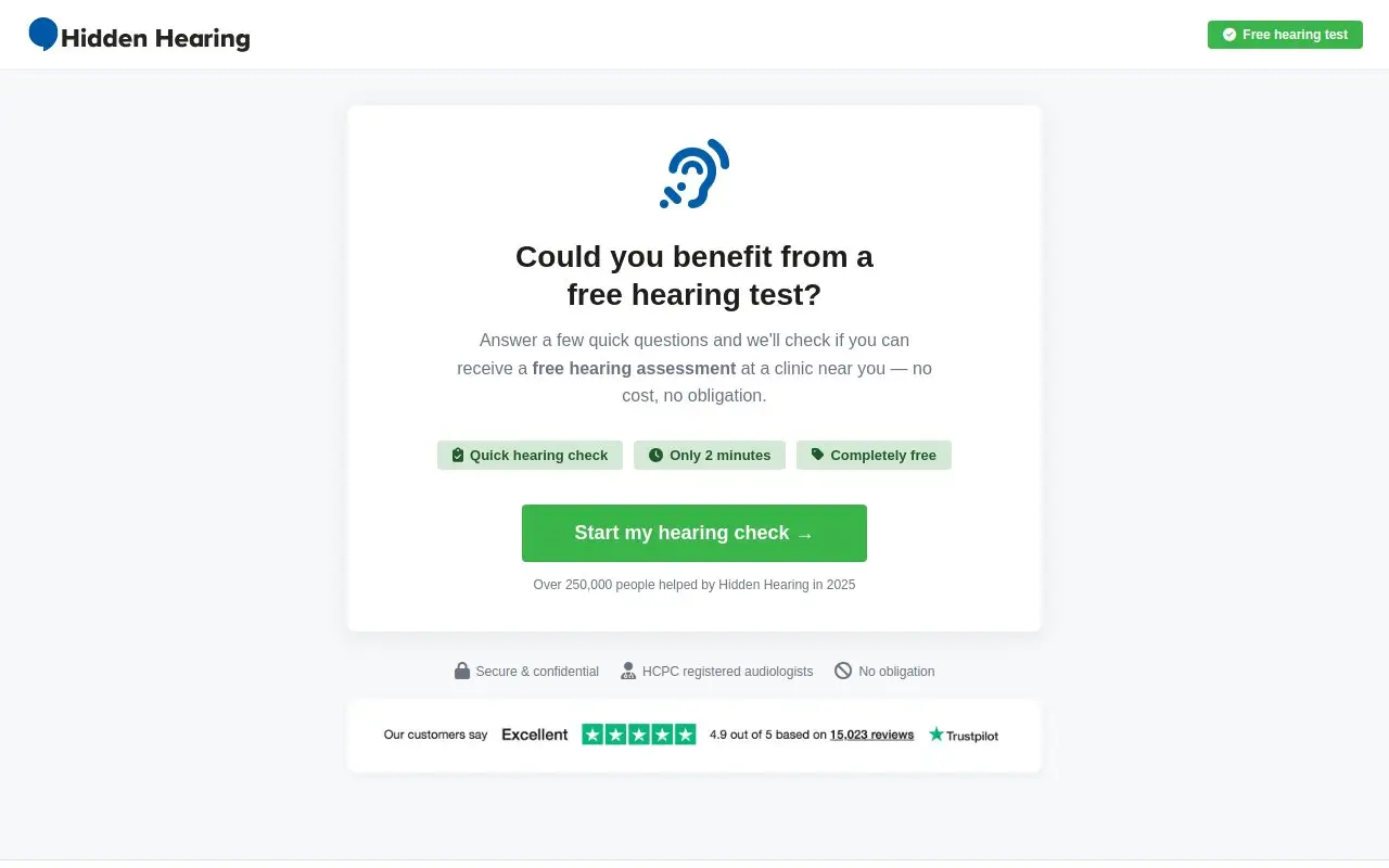 Landing page screenshot
