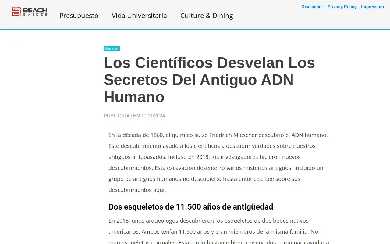 Landing page screenshot