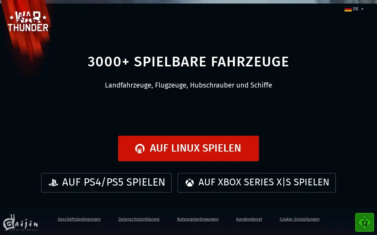 Landing page screenshot