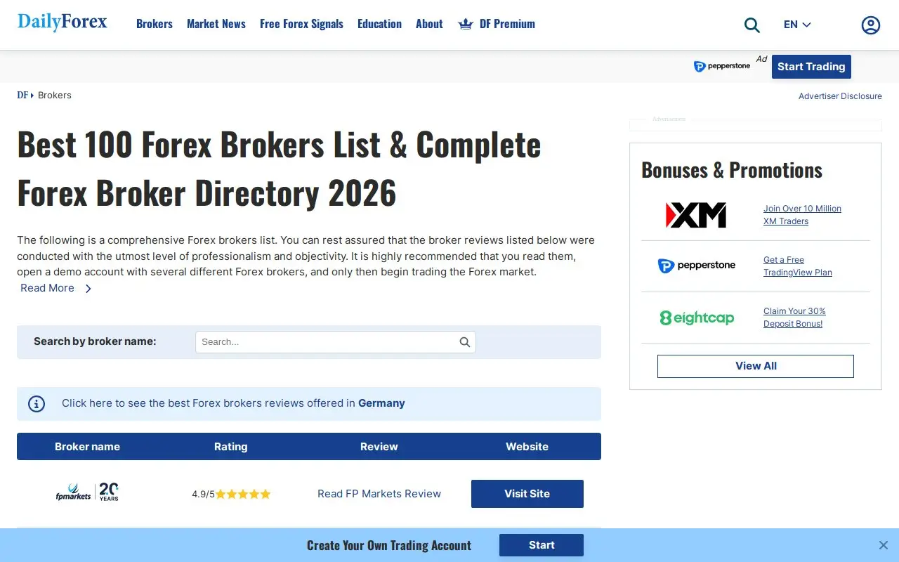 Landing page screenshot