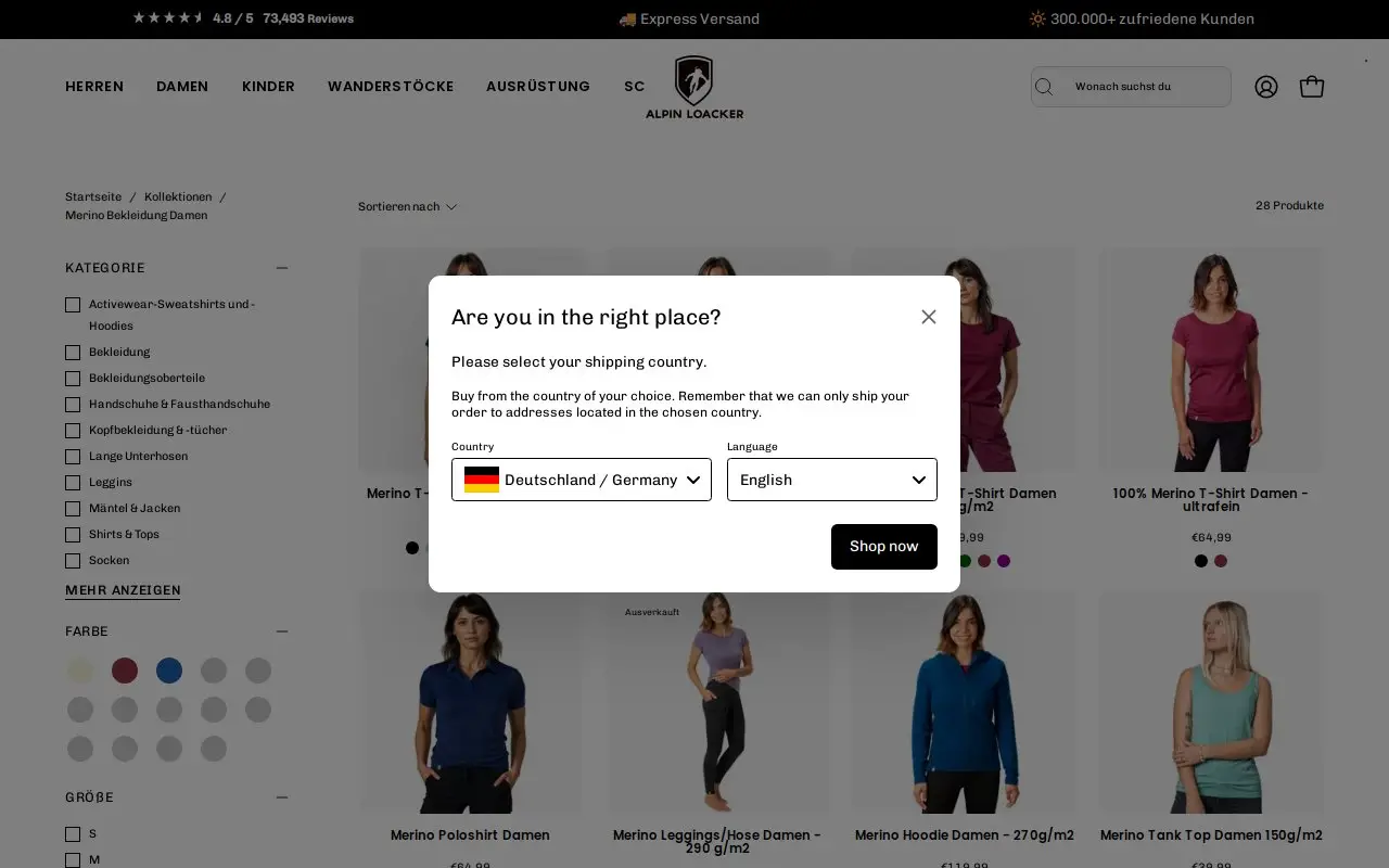 Landing page screenshot