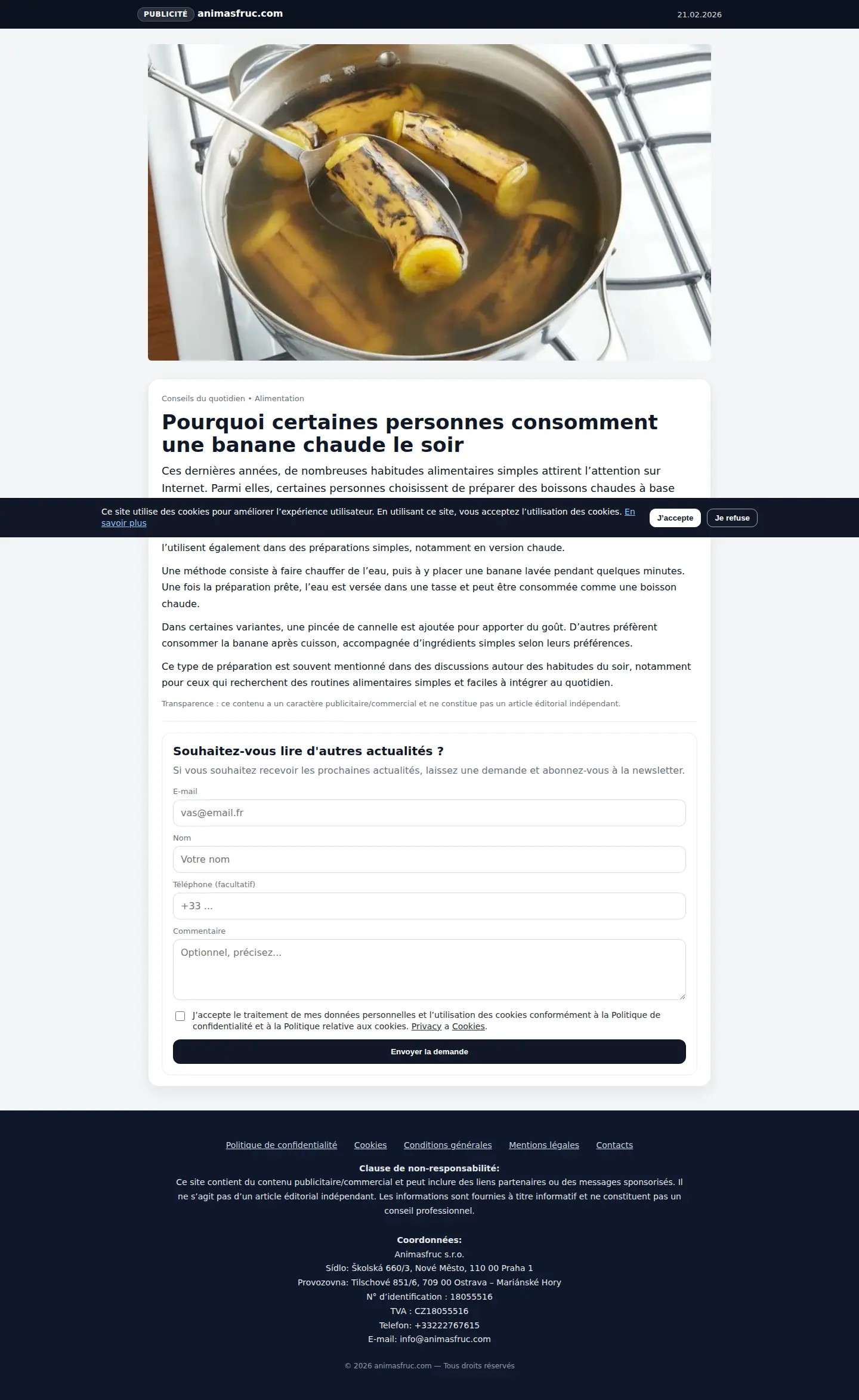Landing page screenshot