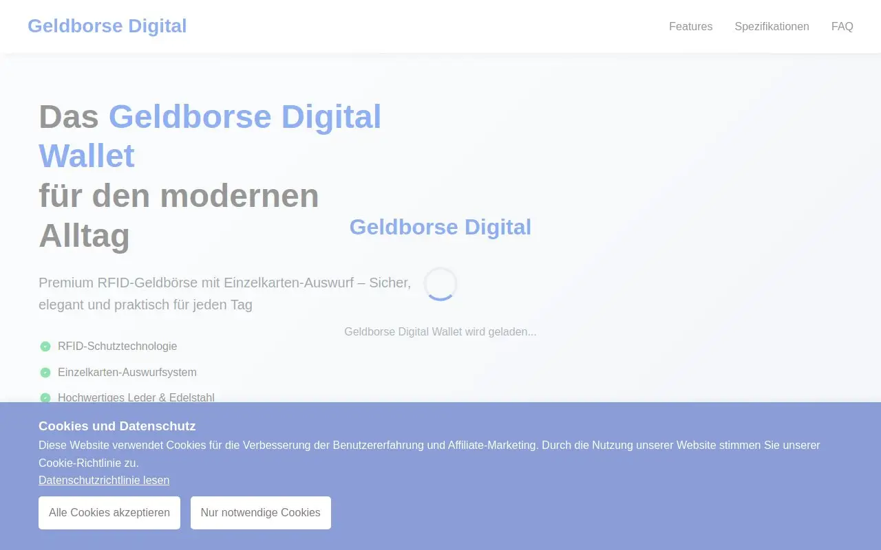 Landing page screenshot