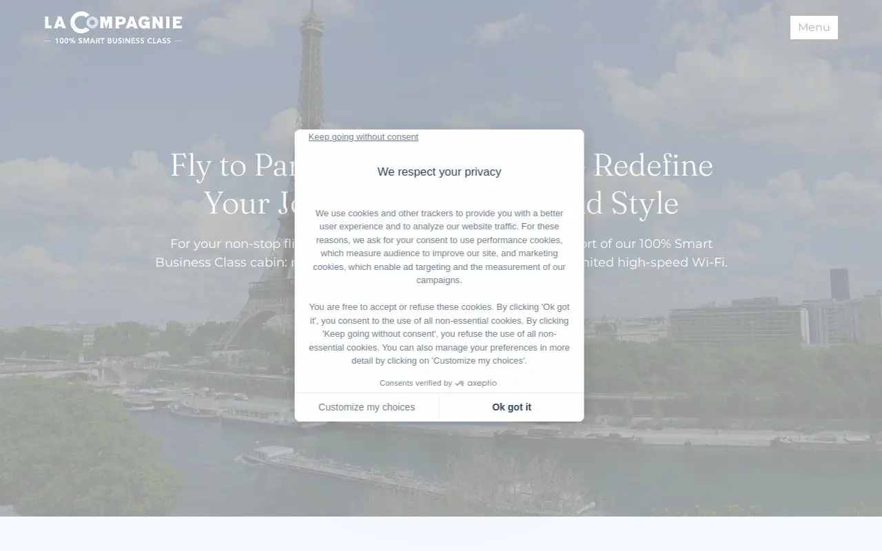Landing page screenshot