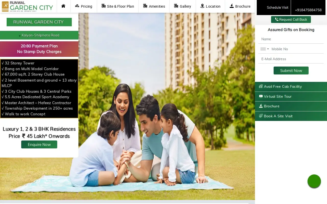 Landing page screenshot
