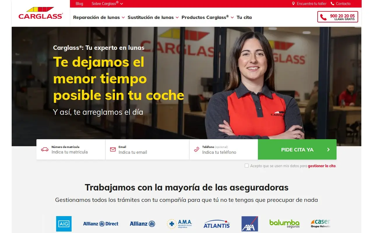 Landing page screenshot