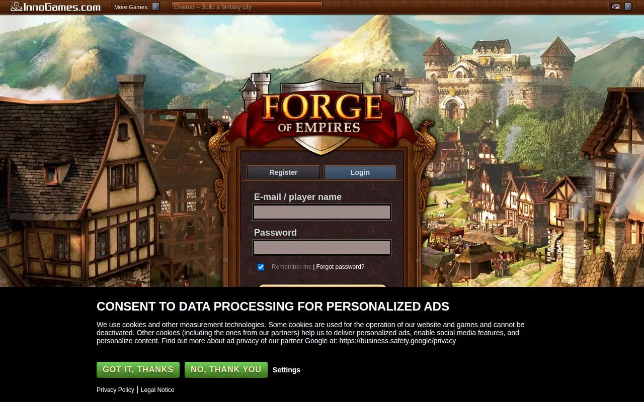 Landing page screenshot