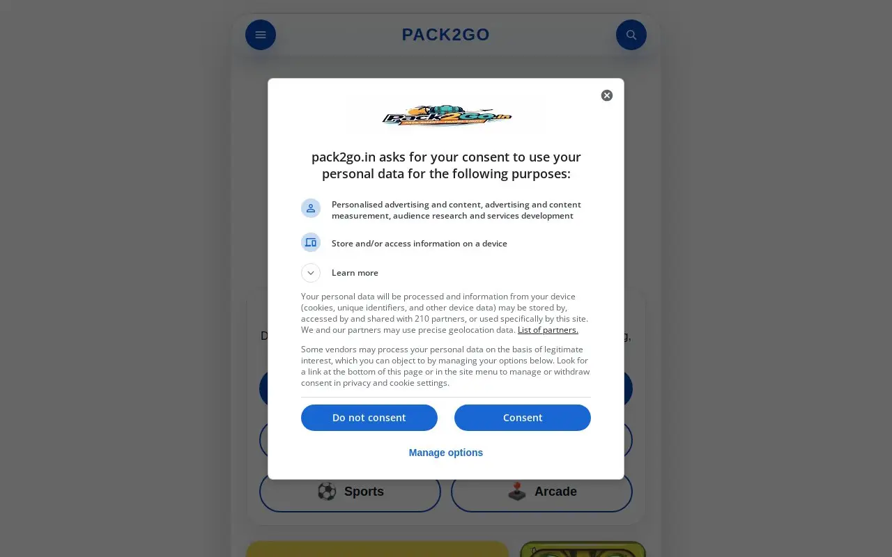 Landing page screenshot