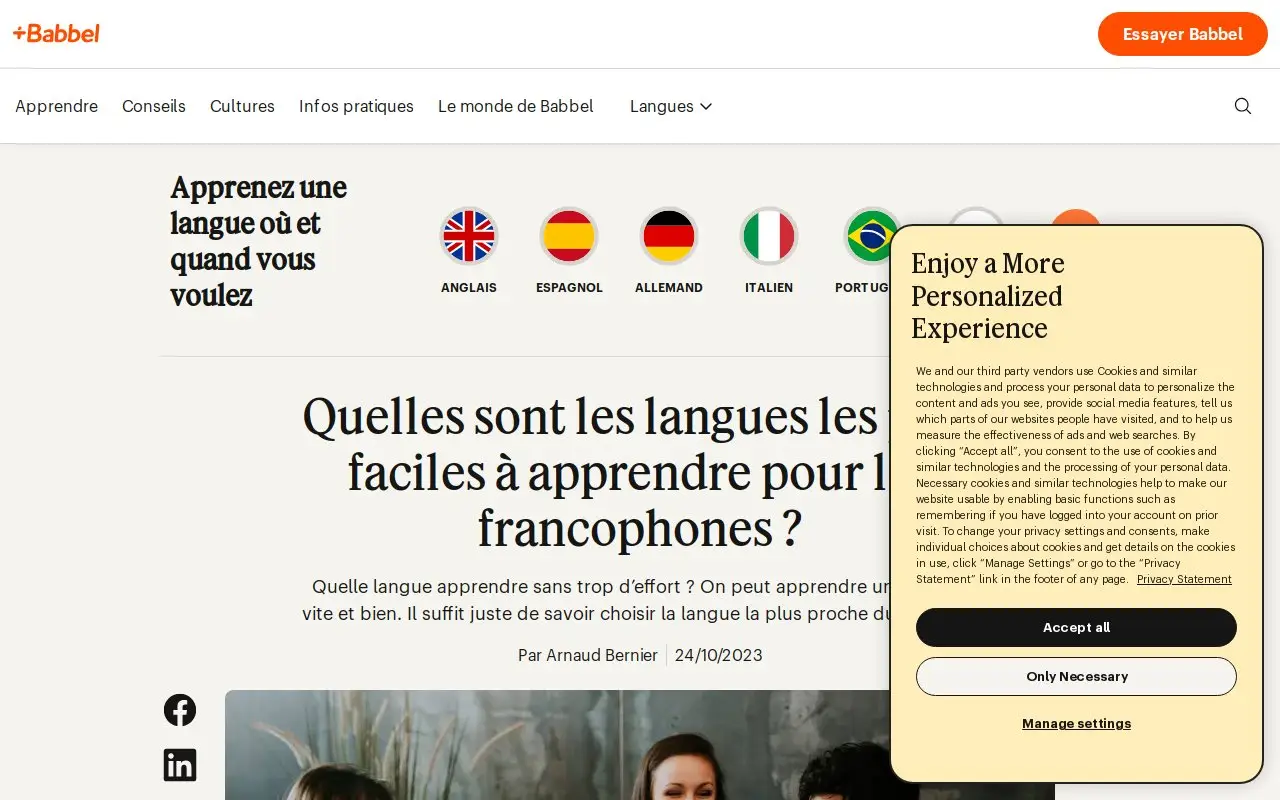 Landing page screenshot