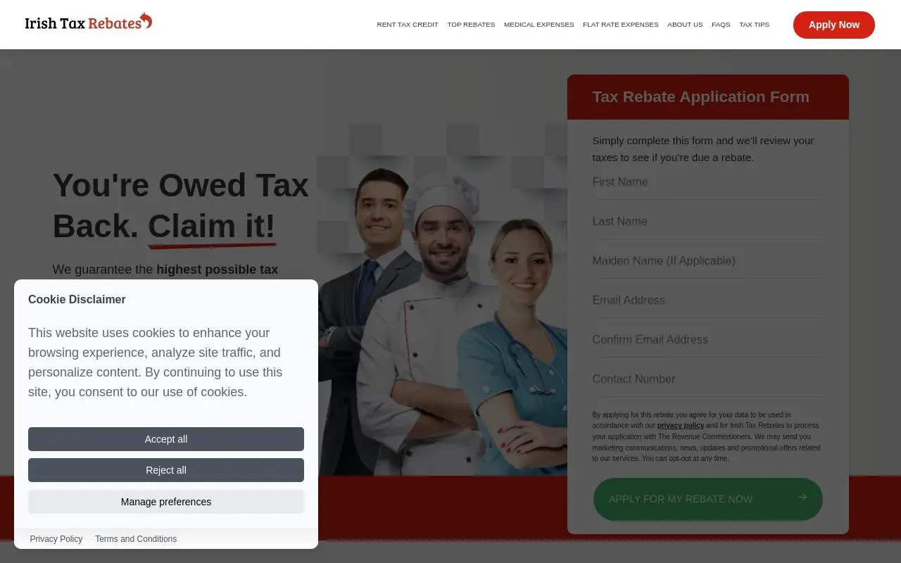 Landing page screenshot