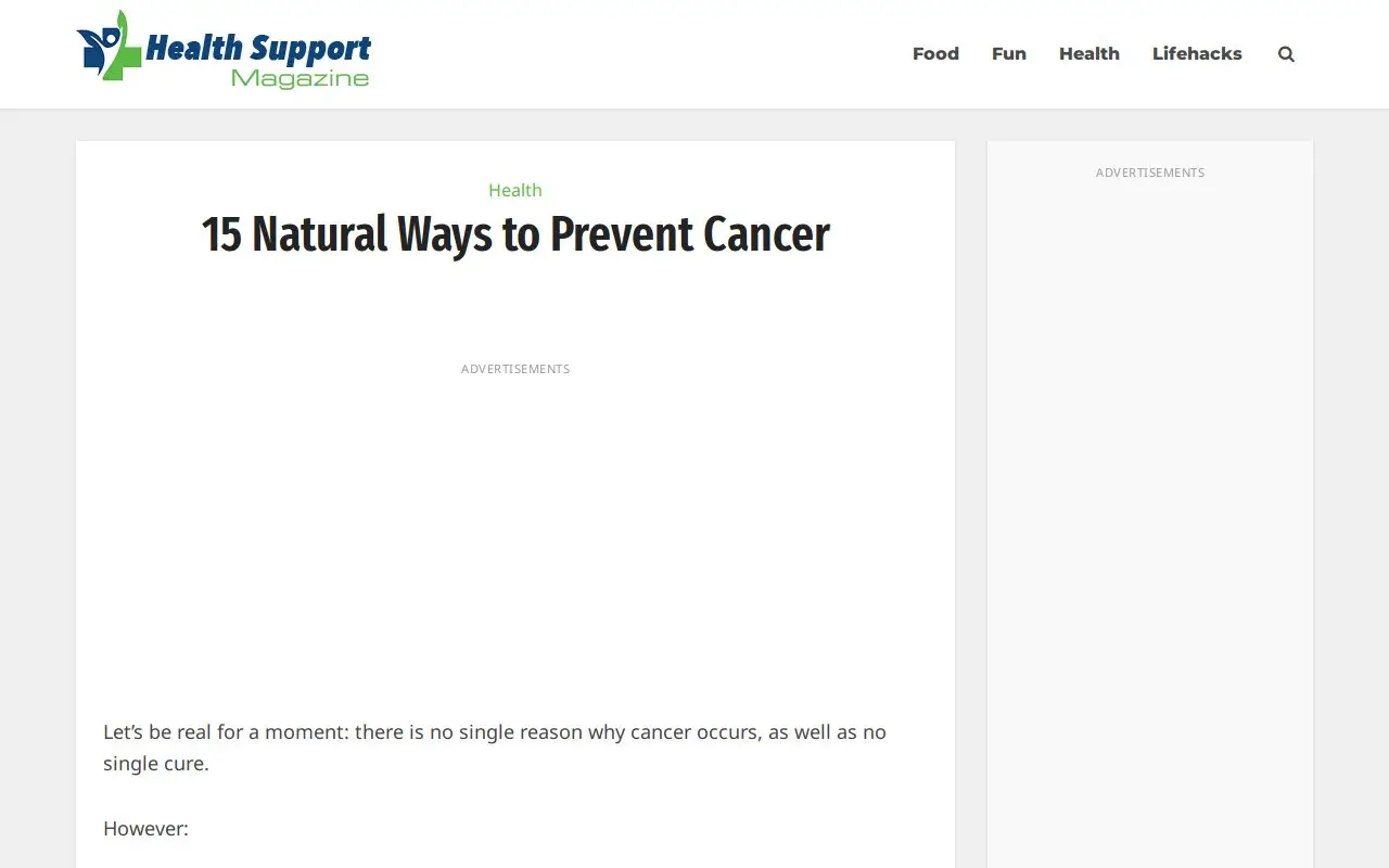 Landing page screenshot