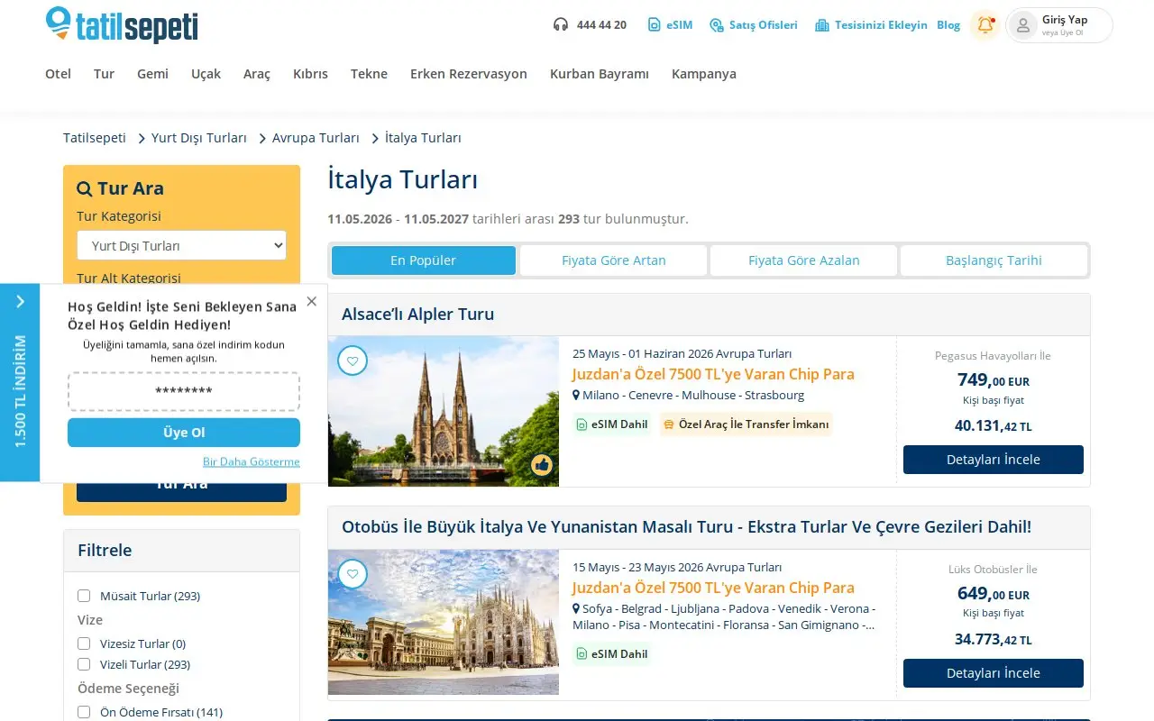 Landing page screenshot