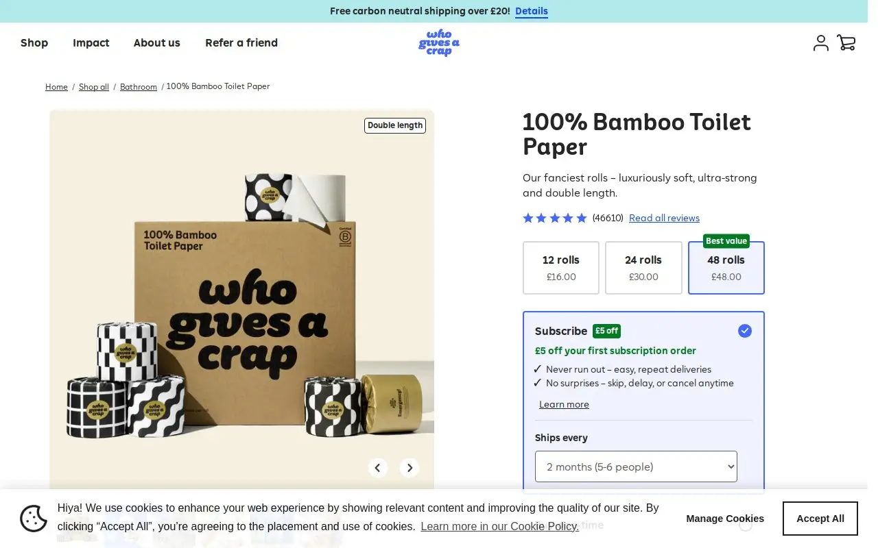 Landing page screenshot