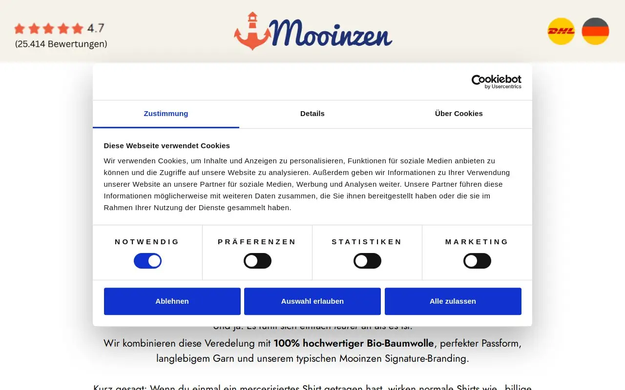 Landing page screenshot
