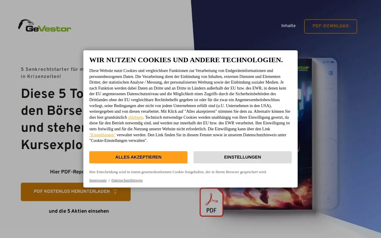 Landing page screenshot