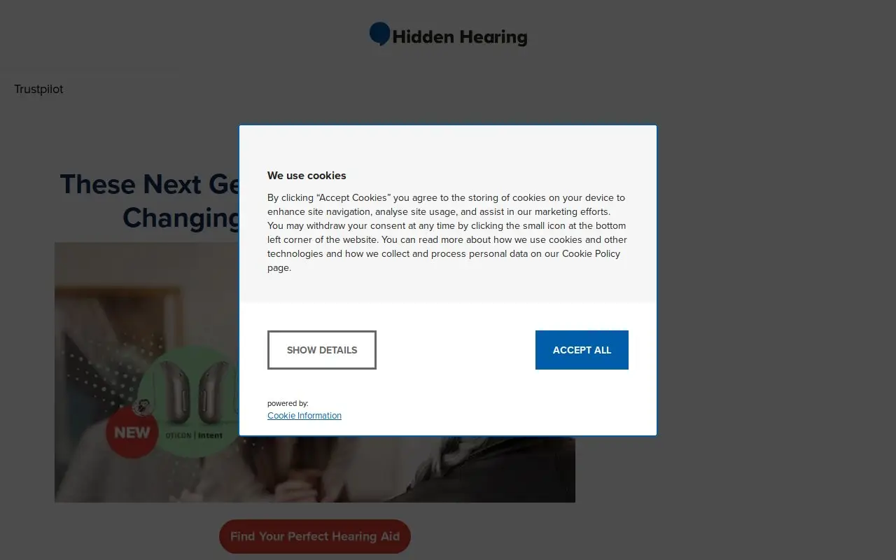 Landing page screenshot