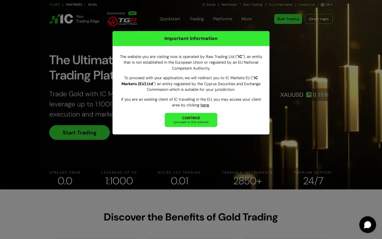 Landing page screenshot
