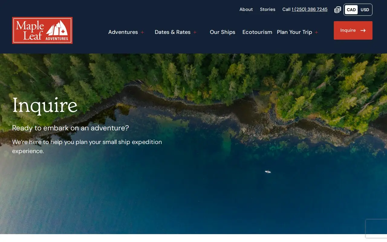 Landing page screenshot