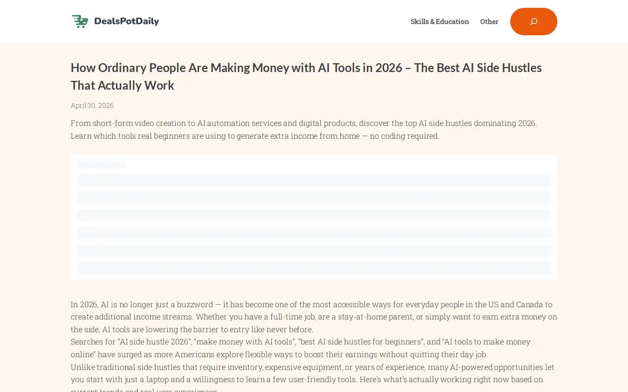 Landing page screenshot