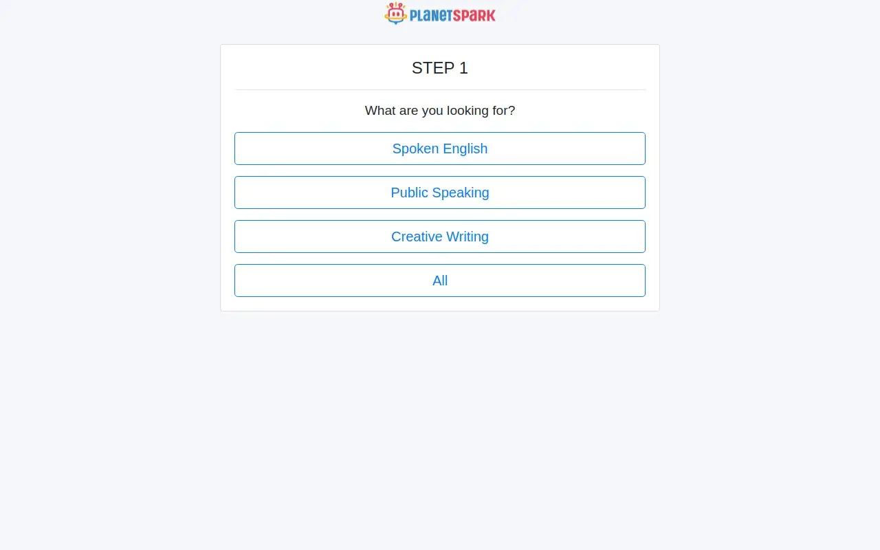 Landing page screenshot