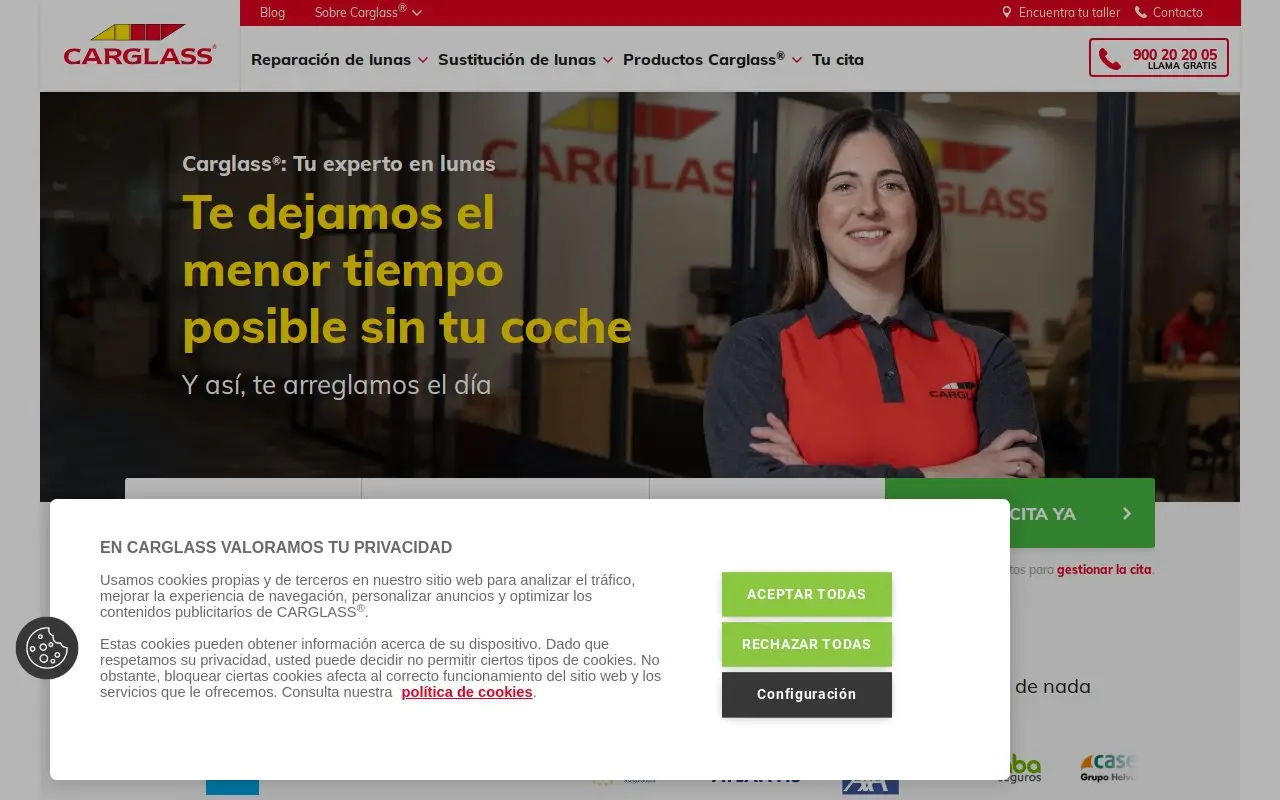 Landing page screenshot
