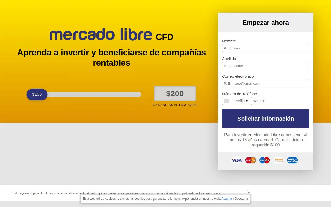 Landing page screenshot