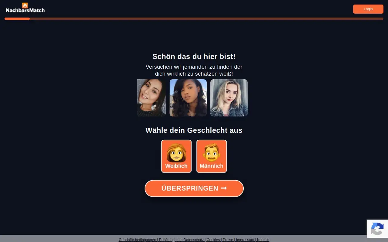 Landing page screenshot