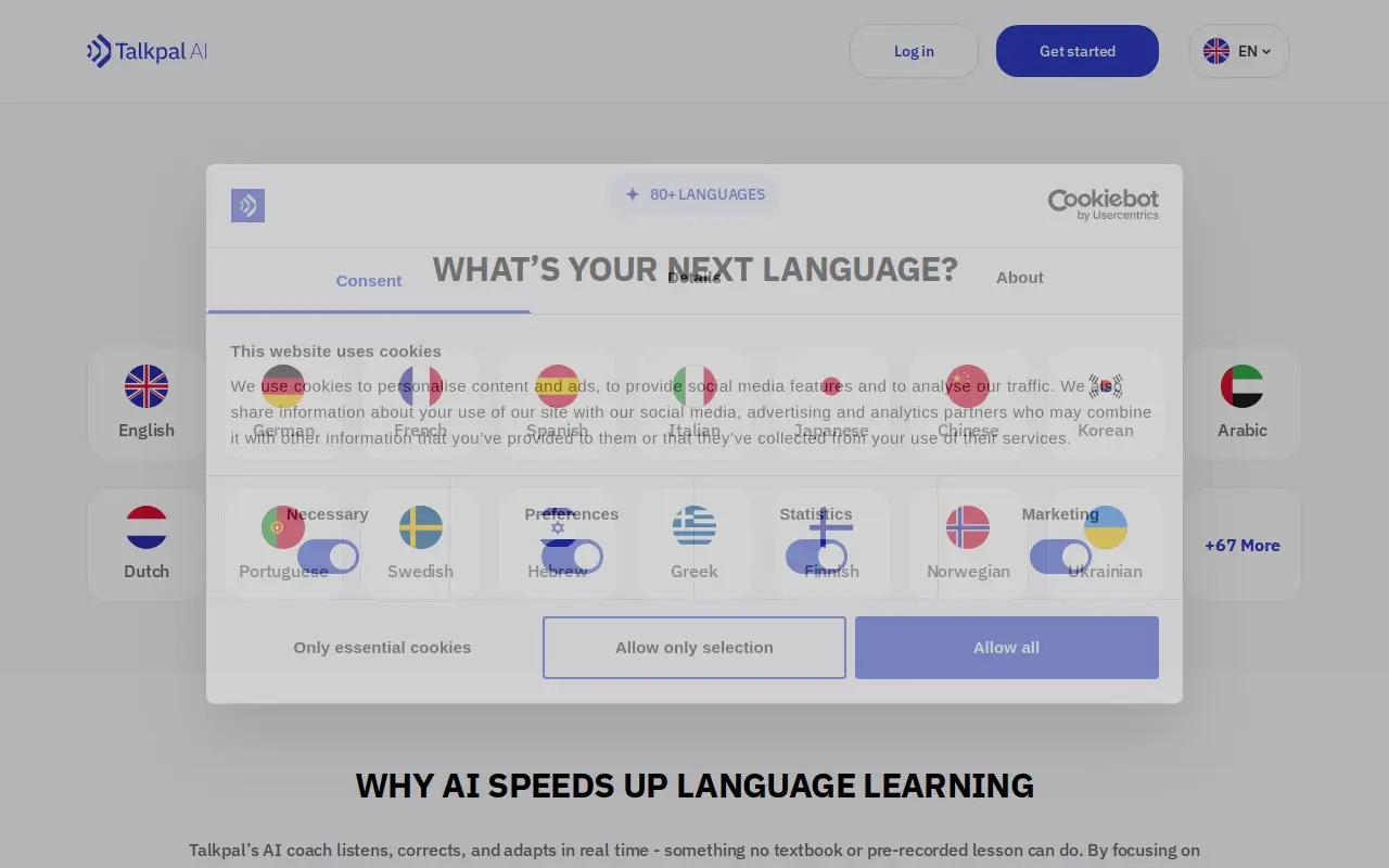Landing page screenshot